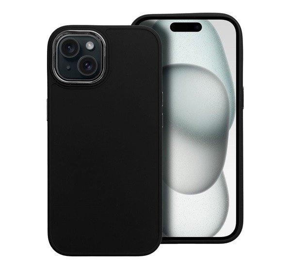 Frame iPhone 15 közepesen ütésálló tok kameravédő kerettel, fekete