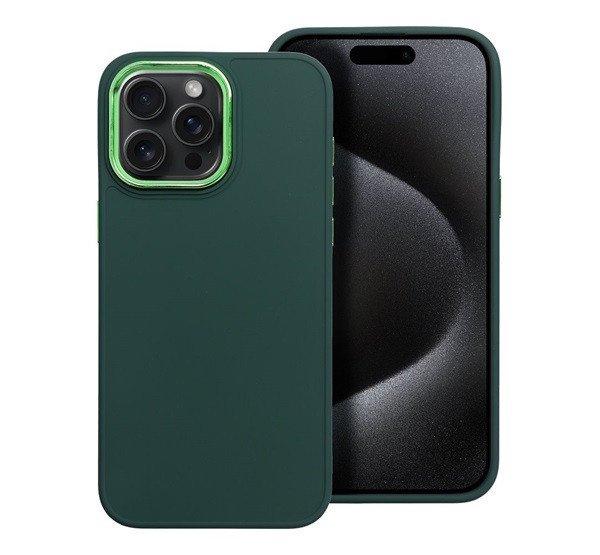 Frame iPhone 15 Pro Max közepesen ütésálló tok kameravédő kerettel, zöld