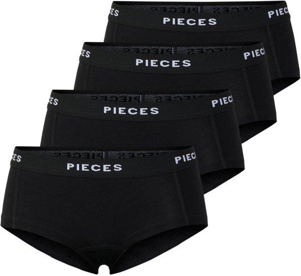 Pieces 4 PACK - női alsó Boxer PCLOGO 17106857 Black S