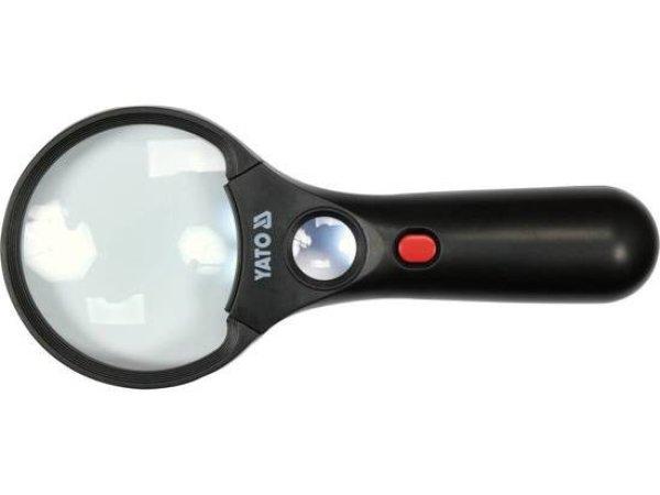 YATO Kézi nagyító 3,5X/45X LED világítással 3 AAA elemmel
