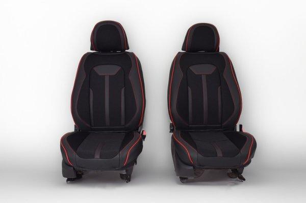 Opel Astra (K) 2015-> Méretezett Üléshuzat -vesta Bőr/Szövet
-Piros/Fekete- 2 Első Ülésre