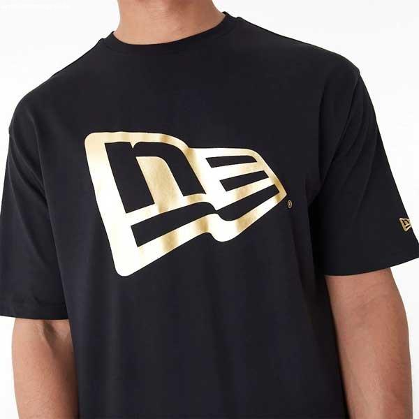 Férfi póló New Era Flag Oversized T-Shirt Black Gold