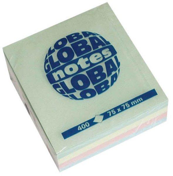 Öntapadós jegyzettömb Global Notes 75x75 mm 400 lapos pasztell színek