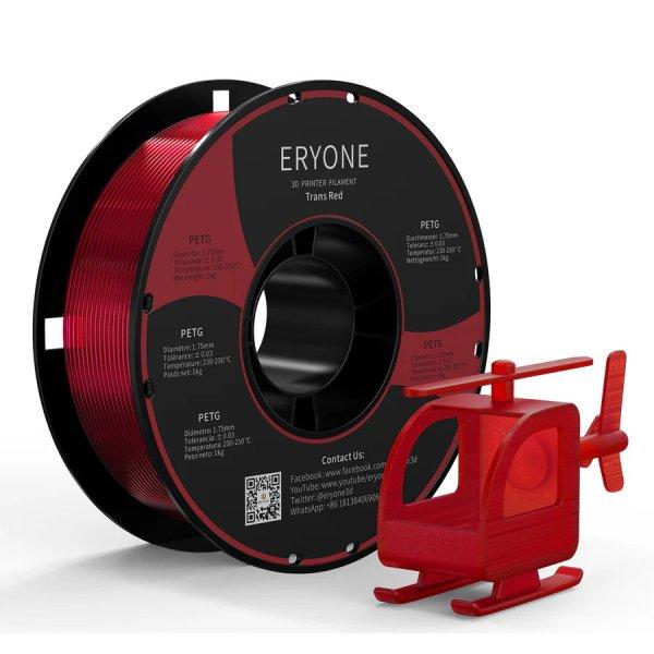 Eryone PETG áttetsző piros (transparent red) 3D nyomtató Filament 1.75mm,
1kg/tekercs