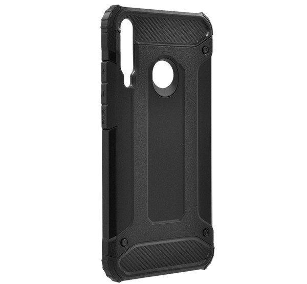 Defender műanyag telefonvédő (közepesen ütésálló, légpárnás sarok,
szilikon belső, fémhatás) FEKETE Huawei P40 Lite E / Y7p