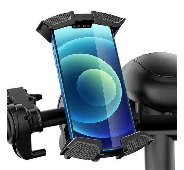 AWEI X47 kerékpáros telefontartó (kormányra rögzíthető, 360°, karbon
minta, 4.7 - 6.7" méret) FEKETE