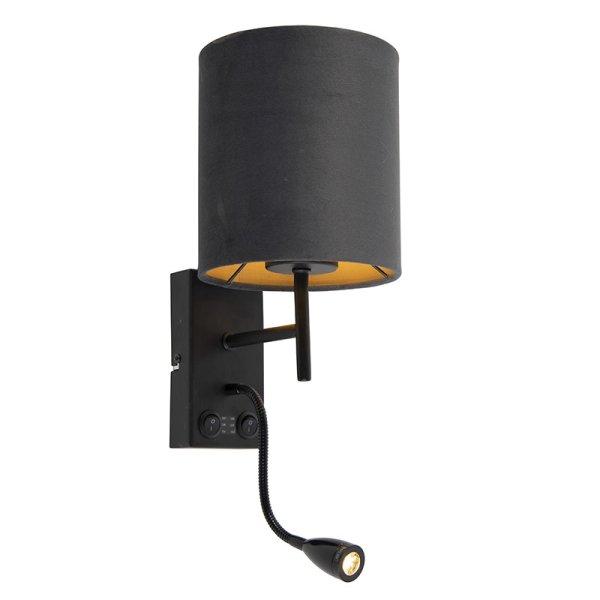 Art Deco fali lámpa fekete bársony sötétszürke árnyalattal - Stacca
