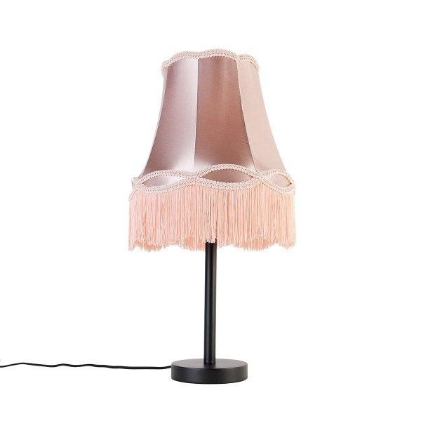 Klasszikus asztali lámpa fekete, nagymama rózsaszín árnyalattal 30 cm -
Simplo