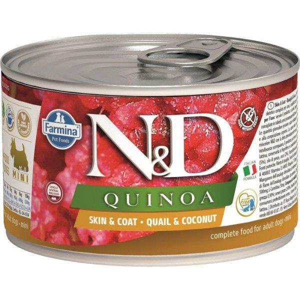 N & D Quinoa Dog konzerv fürj & kókusz adult mini 140g