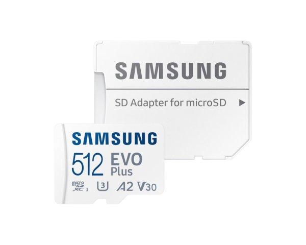 Samsung 512GB microSDXC EVO Plus Class10 U3 A2 V30 + adapterrel