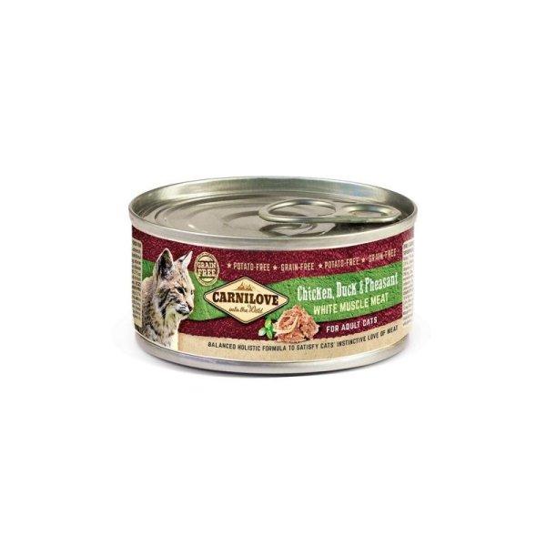 Carnilove Cat Chicken, Duck & Pheasant Can- Csirke, Kacsa és Fácán Hússal
Konzerv 100g