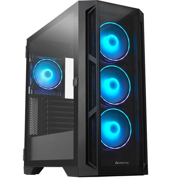 CHIEFTEC Ház Gaming APEX GA-01B-TG-OP, ATX, RGB Vezérlővel, 4xRGB
Ventillátor, Edzett Üveg, fekete