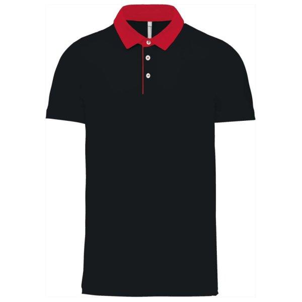 Férfi galléros jersey póló, kontrasztos gallérral, Kariban KA260,
Black/Red-XL