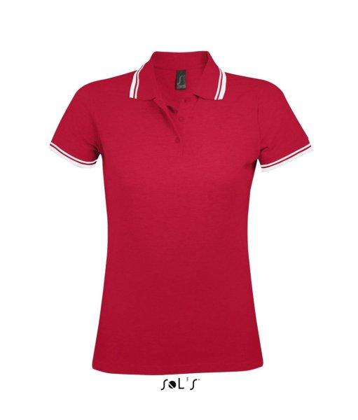 PASADENA Női galléros póló kontrasztos csíkokkal, SOL'S SO00578,
Red/White-2XL