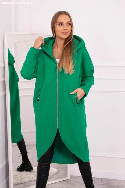 Hosszú szigetelt pulóver cipzárral, modell 9313 zöld