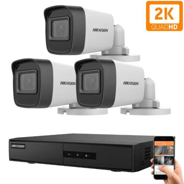 Hikvision 3 biztonsági kamerás IP kamera rendszer 4MP