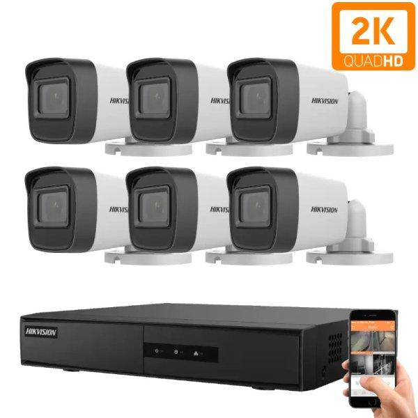 Hikvision 6 biztonsági kamerás IP kamera rendszer 4MP