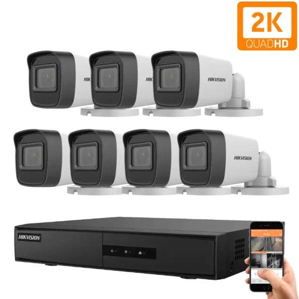 Hikvision 7 biztonsági kamerás IP kamera rendszer 4MP
