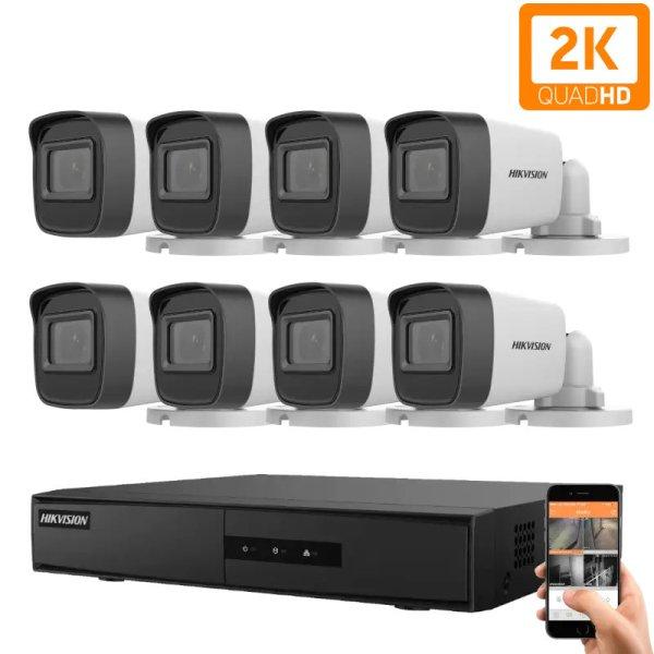Hikvision 8 biztonsági kamerás IP kamera rendszer 4MP