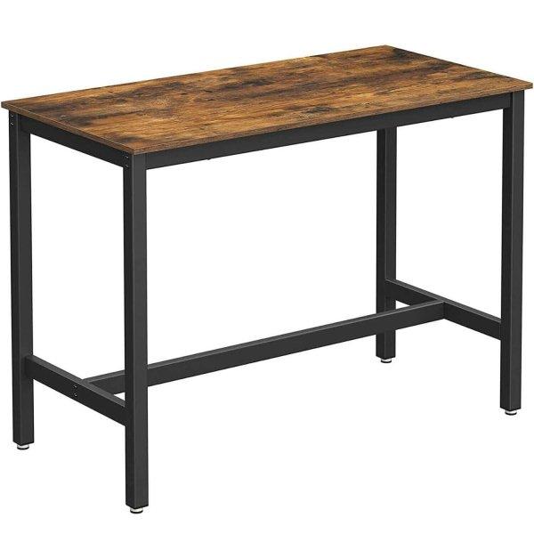 VASAGLE Bárasztal konyha, téglalap alakú, magas, acél keret, 60x120x90cm,
ipari stílus, rusztikus barna és fekete