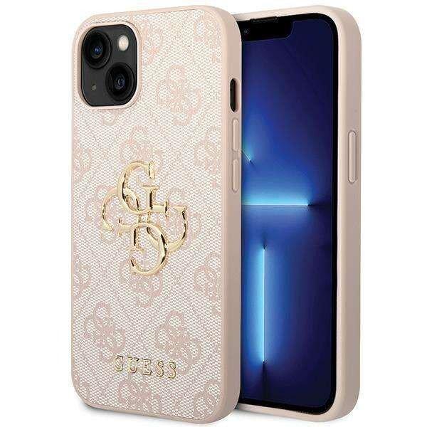 Guess 4G nagy fém logós tok iPhone 15 Plus készülékhez - Rózsaszín