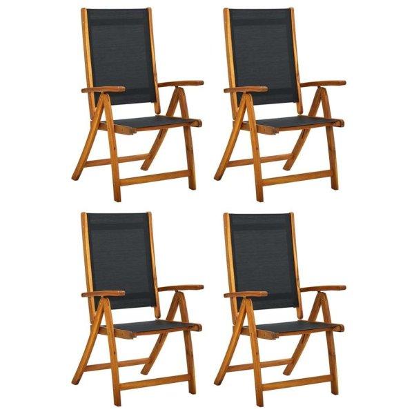 vidaXL 4 darab összecsukható tömör akácfa és textilén kerti szék