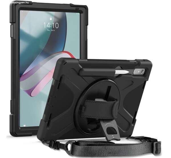 Defender műanyag telefonvédő, kitámasztó, 360°-ban forgatható +
kézpánt, vállpánt,  Lenovo Tab P11 Pro Gen2, fekete