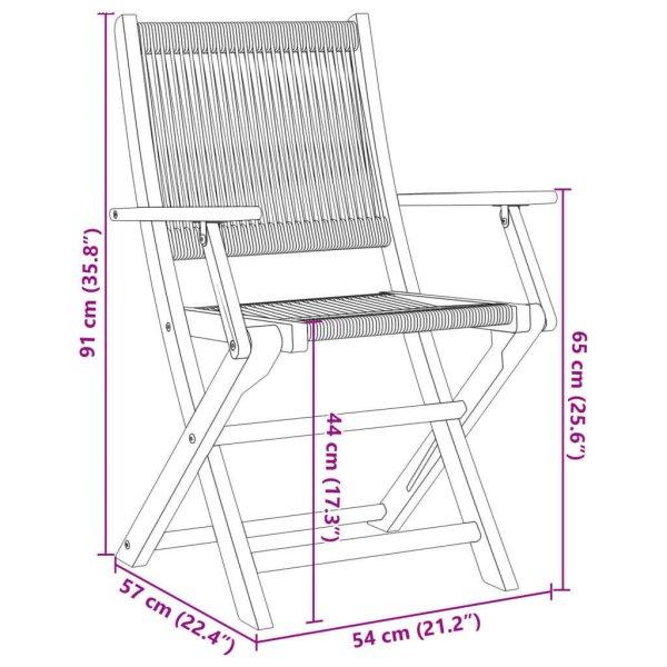 vidaXL 6 db fekete tömör akácfa összecsukható kerti szék