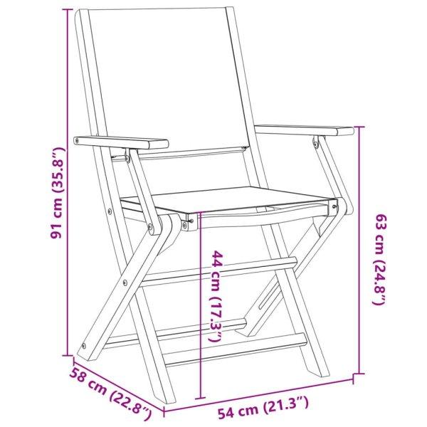 vidaXL 6 db krémfehér szövet és tömör fa összecsukható kerti szék