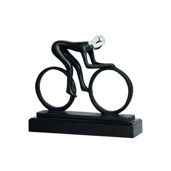 Öntött kerékpáros figura 21 cm - gravírozható táblával