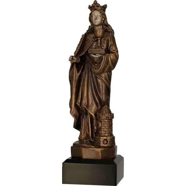 Szent borbála bronz szobor - 23 cm, gravírozható tábla