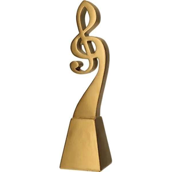 Öntött arany zenei figura, 23 cm