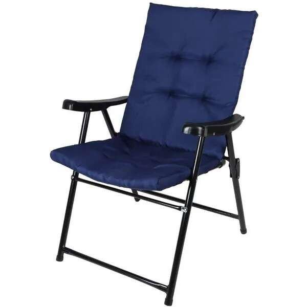 Összecsukható kerti szék párnával, kék, 59x66x45/90cm