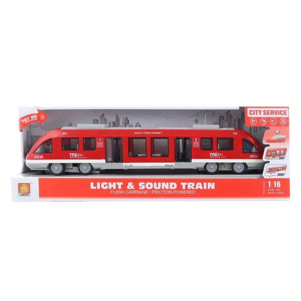 43 cm hosszú lendkerekes játék vonat élethű hanghatásokkal, nyitható
ajtókkal és világító utastérrel (BBJ)