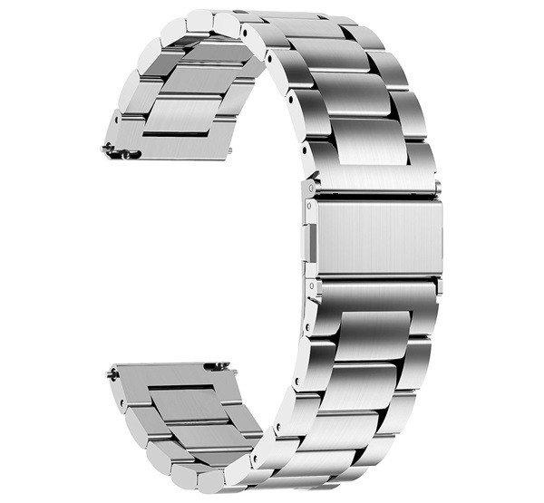 Pótszíj (univerzális, 20 mm, rozsdamentes acél, állítható, pillangó
csat) EZÜST Huawei Watch GT 2 42mm, Samsung Galaxy Watch 42mm (SM-R810N),
Samsung Galaxy Gear S2 Classic (SM-R732), Amazfit