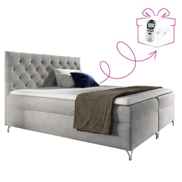 Boxspring ágy, 120x200, világosszürke Velvet szövet,
GULIETTE + ajándék
