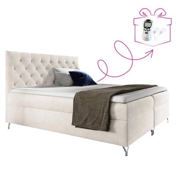 Boxspring ágy, 120x200, fehér Velvet szövet, GULIETTE +
ajándék