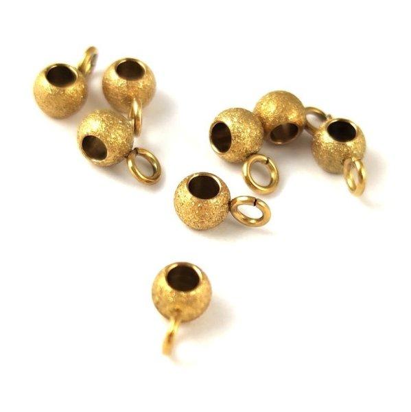 Rozsdamentes acél - medálvezető - antik arany színű - csiszolt golyó - 7 x
4 x 3 mm