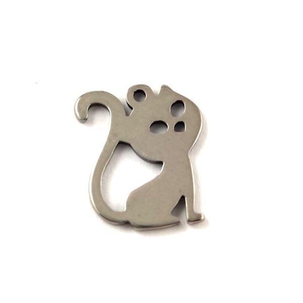 Rozsdamentes acél - medál - macska - 15x13mm