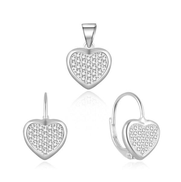 MOISS Romantikus ezüst ékszerszett szívekkel S0000258
(medál, fülbevaló)