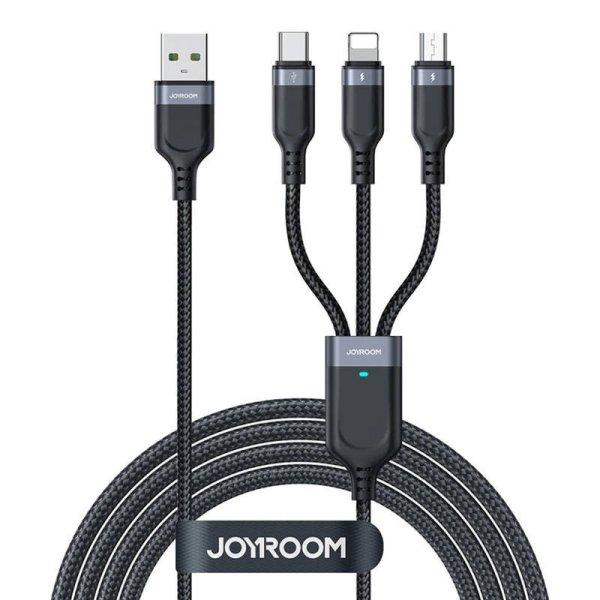 USB kábel többcélú Joyroom S-1T3018A18 3w1 / 3,5A / 2m (fekete)