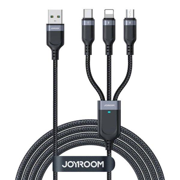 USB kábel többcélú Joyroom S-1T3018A18 3w1 / 3,5A / 0,3m (fekete)