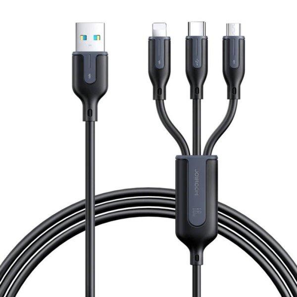 USB kábel többcélú Joyroom S-1T3066A15 3w1 / 3,5A / 66W / 1,2m (fekete)