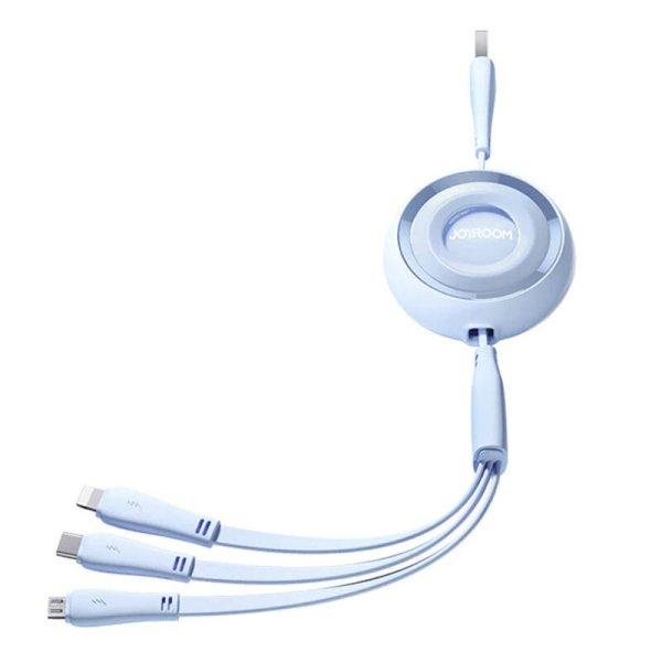 3 az 1-ben Joyroom Színes USB-USB-C/Lightning/Micro USB-kábel 3,5A, 1m (kék)