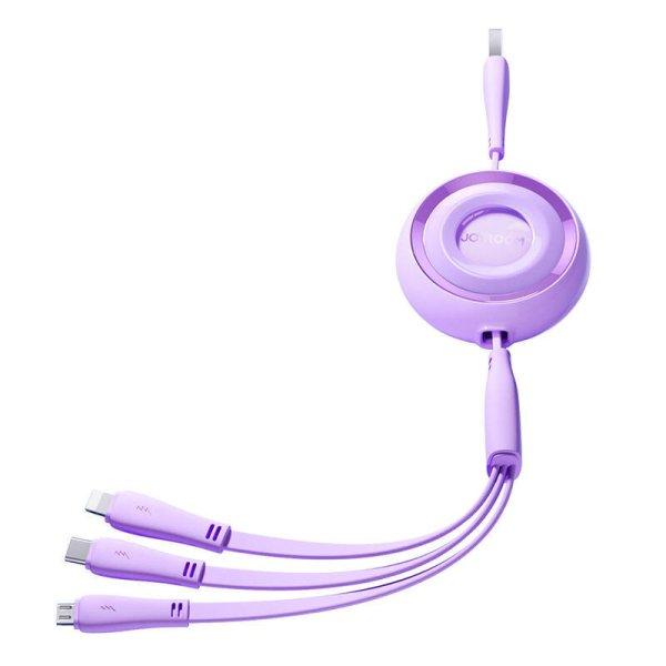 3 az 1-ben Joyroom Színes USB-USB-C/Lightning/Micro USB-kábel 3,5A, 1m (lila)