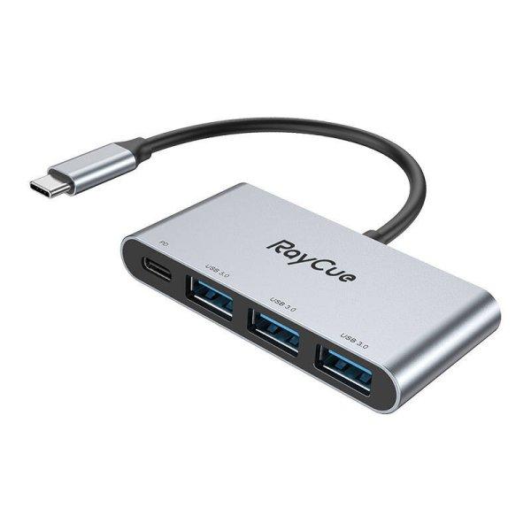 RayCue 4 az 1-ben hub USB-C - 3x USB-A 3.0 5 Gbps + PD 3.0 100 W (szürke)