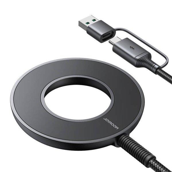 Joyroom JR-WQM03 mágneses töltő, USB + USB-C, 1,2 m (fekete)
