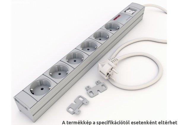 Kontaset RACK/MISC/K/001 6-os elosztósáv kapcsolóval, fehér, 19"-os