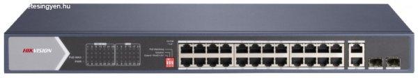 Hikvision DS-3E0528HP-E 28 portos Gbit PoE switch (370 W), 20 PoE+ / 4 HiPoE / 2
RJ45 + 2 SFP uplink port