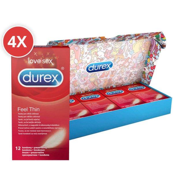 Durex Feel Thin - élethű érzés óvszer csomag (4 x 12 db)